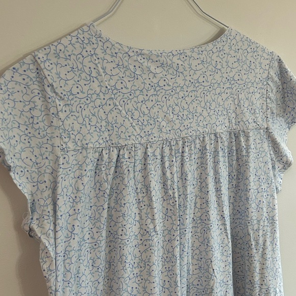 Eileen West Women's Large Short Mini Night Gown Blue Floral Tradwife 100% Cotton - Picture 10 of 10